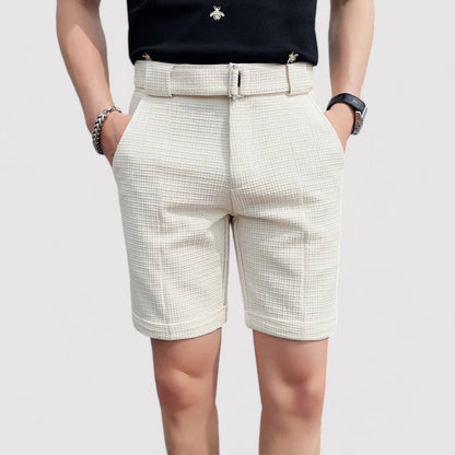 Heren geruite korte broek met verstelbare riem