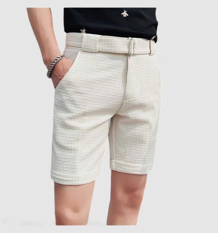 Heren geruite korte broek met verstelbare riem