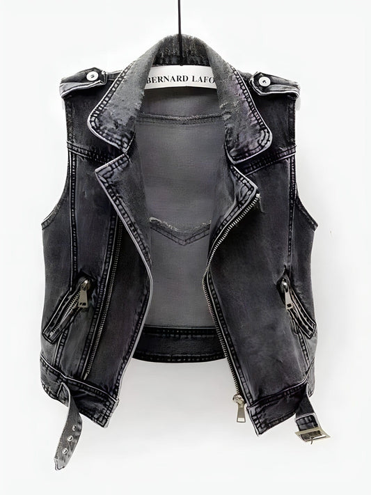 Dames denim damesgilet met rechte snit