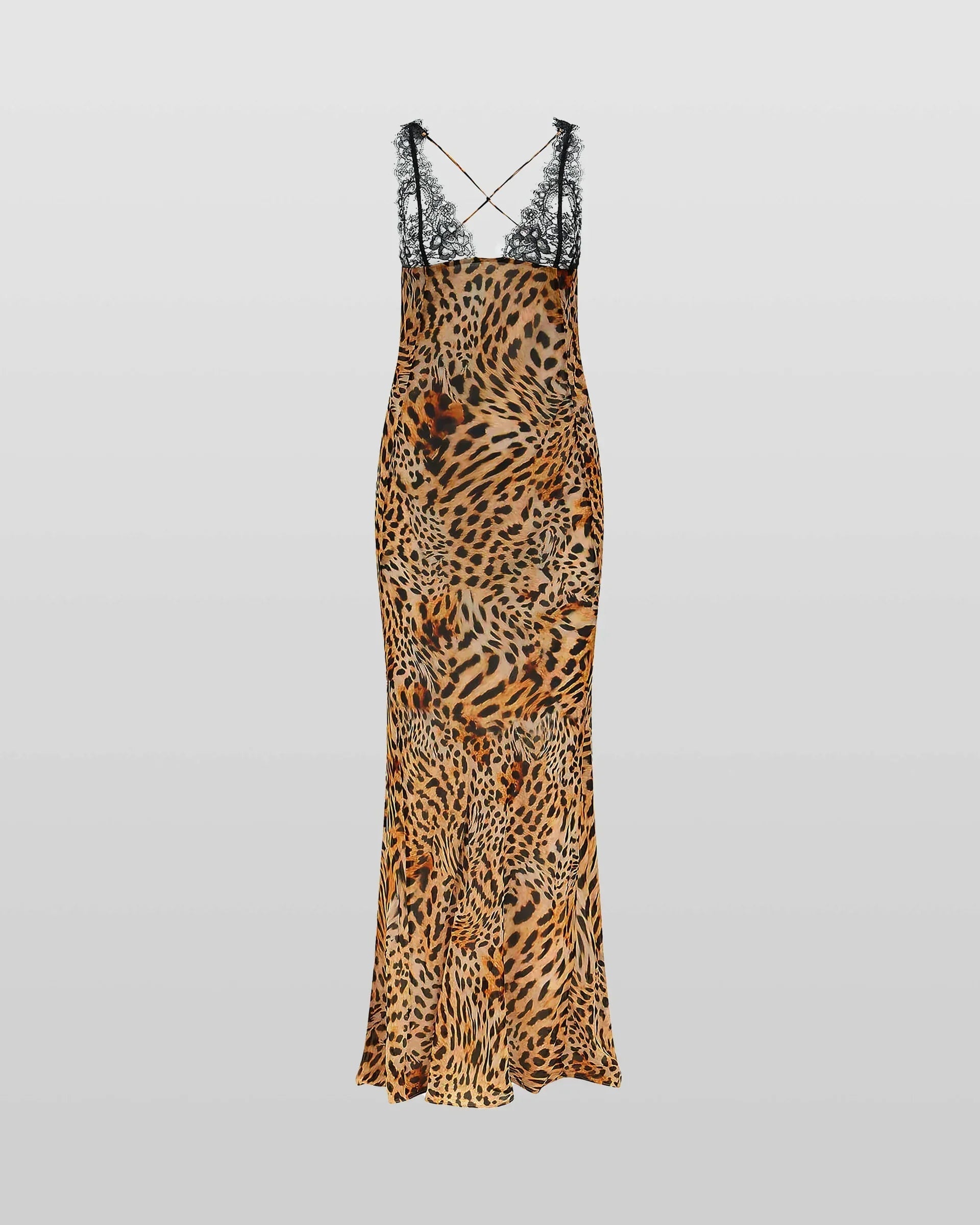 Maxi jurk met luipaardprint en kanten details – Ravella Modehuis-Nederland