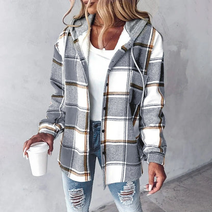 Ivy | Plaid Button-Up Hoodie Shirt Modehuis-Nederland