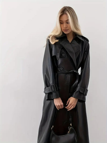 Dames trenchcoat met ceintuur en lange pasvorm