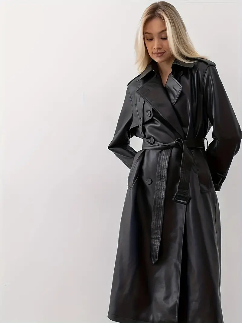 Dames trenchcoat met ceintuur en lange pasvorm