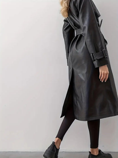 Dames trenchcoat met ceintuur en lange pasvorm