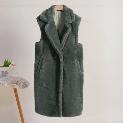 Ärmelloser Damen-Teddy-Mantel | Warme Modehuis-Nederland