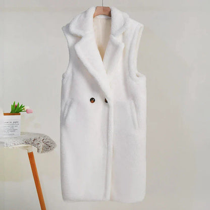 Ärmelloser Damen-Teddy-Mantel | Warme Modehuis-Nederland