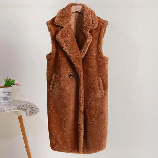 Ärmelloser Damen-Teddy-Mantel | Warme Modehuis-Nederland