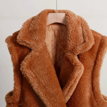 Ärmelloser Damen-Teddy-Mantel | Warme Modehuis-Nederland