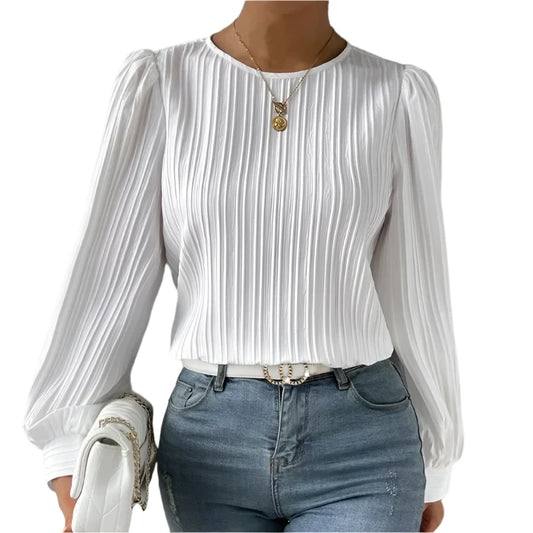 Adney | Women's Lined Accent Puff Sleeves Top | Long Sleeves Modehuis-Nederland