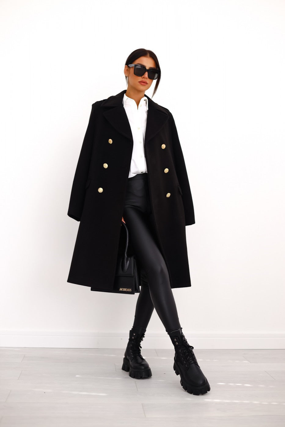 Wool-look Coat - Women's Classic Double Breasted Long Winter Coat Modehuis-Nederland