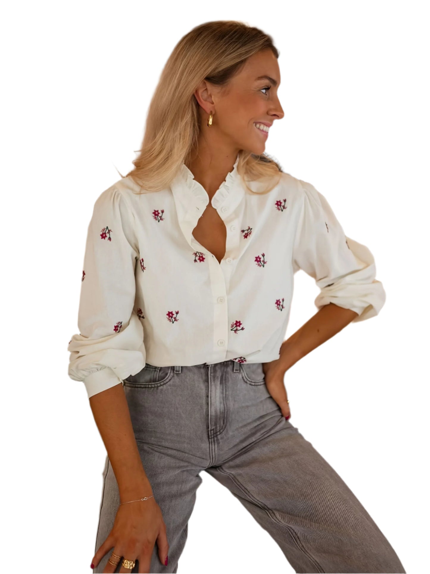 Floral Print Collar Dames Blouse | Duurzaam - Must-Have - Stijlvol & Comfortabel - Lente/Zomer/Herfst Modehuis-Nederland