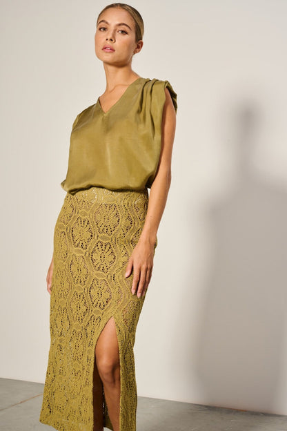 MARCH23 - A_SKIRT ELLE - OLIVE Modehuis-Nederland