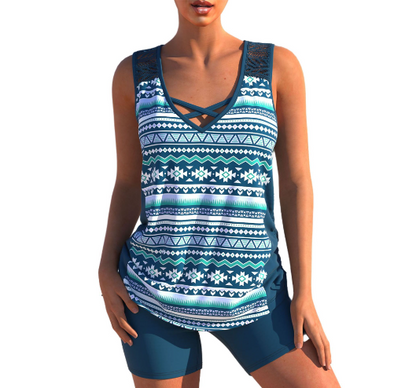 Olga | Tankini Set - Zomer Geometrische V-Hals Tankini Set Modehuis-Nederland