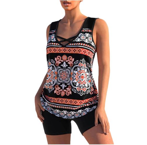 Olga | Tankini Set - Zomer Geometrische V-Hals Tankini Set Modehuis-Nederland