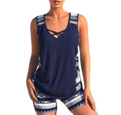 Olga | Tankini Set - Zomer Geometrische V-Hals Tankini Set Modehuis-Nederland