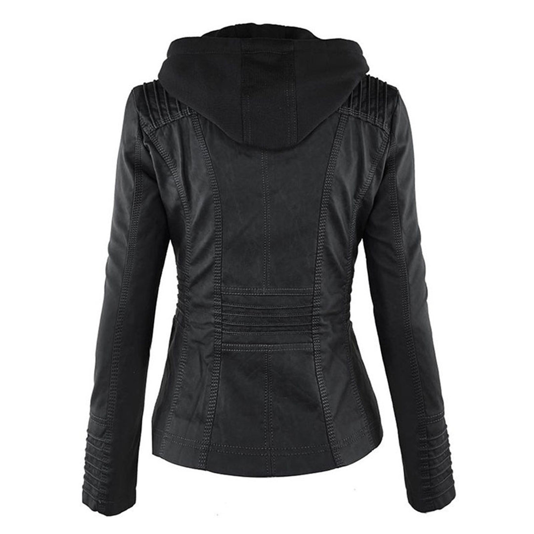 Leather Jacket | Hooded | Zip-Up | Vegan Leather Jacket | Women's Jacket Modehuis-Nederland