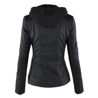 Leather Jacket | Hooded | Zip-Up | Vegan Leather Jacket | Women's Jacket Modehuis-Nederland