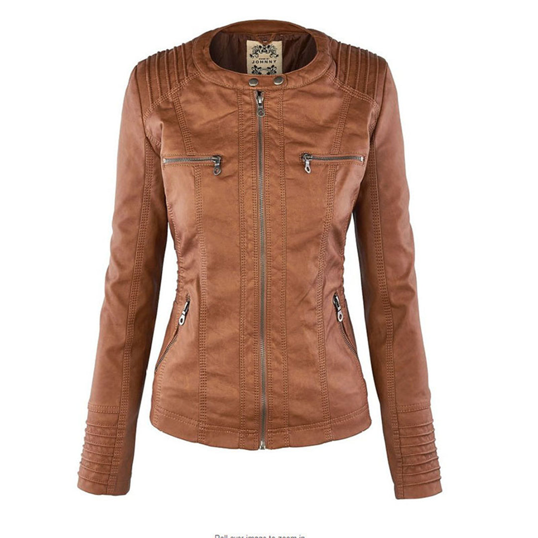 Leather Jacket | Hooded | Zip-Up | Vegan Leather Jacket | Women's Jacket Modehuis-Nederland