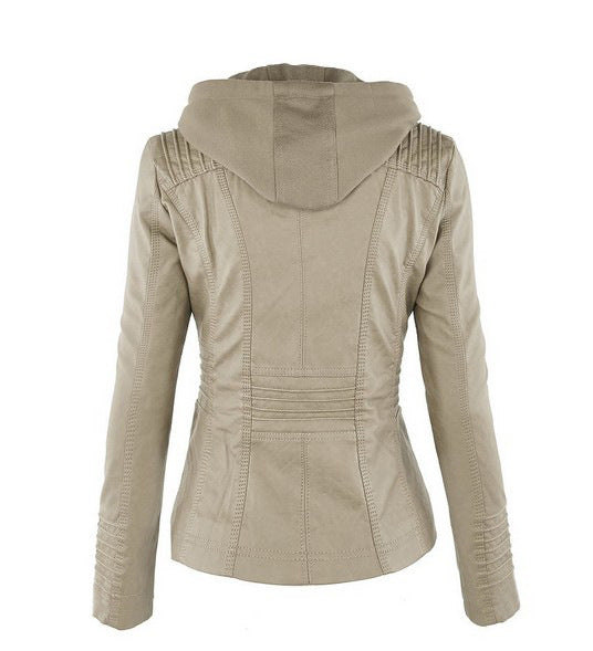 Leather Jacket | Hooded | Zip-Up | Vegan Leather Jacket | Women's Jacket Modehuis-Nederland