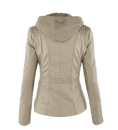 Leather Jacket | Hooded | Zip-Up | Vegan Leather Jacket | Women's Jacket Modehuis-Nederland