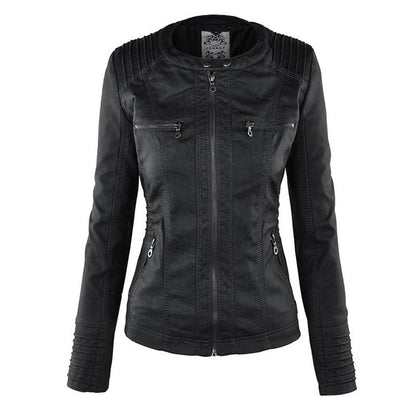 Leather Jacket | Hooded | Zip-Up | Vegan Leather Jacket | Women's Jacket Modehuis-Nederland