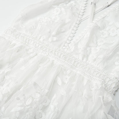 Nadine - Cocktailjurk Bloemen Borduren Mesh Kant Modehuis-Nederland