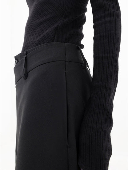 Asymmetrical Layer Button Wide Leg Dress Pants Modehuis-Nederland