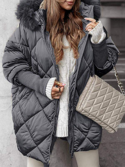 Farrah™ | Women's Quilted Cotton Jacket with Fur Hood Modehuis-Nederland