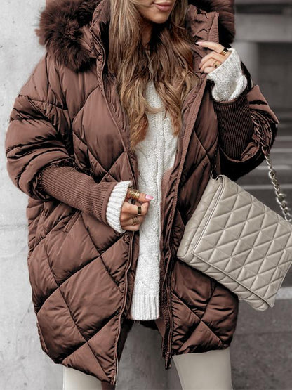 Farrah™ | Women's Quilted Cotton Jacket with Fur Hood Modehuis-Nederland