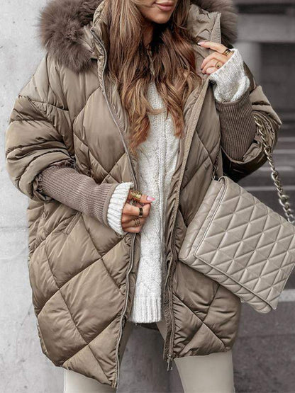 Farrah™ | Women's Quilted Cotton Jacket with Fur Hood Modehuis-Nederland