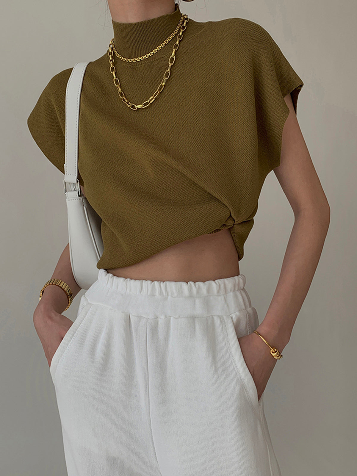Leisurely Solid Pullover Sweater Vest Modehuis-Nederland
