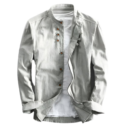Men's slim fit shirt with stand-up collar and long sleeves Modehuis-Nederland