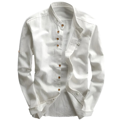 Men's slim fit shirt with stand-up collar and long sleeves Modehuis-Nederland