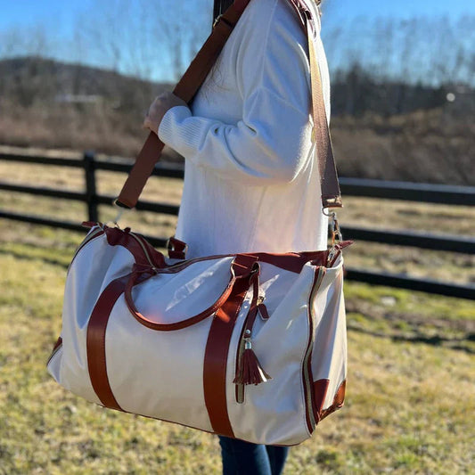 Vintage-Style Weekend Bag| Leren Handvatten & Ritssluiting Modehuis-Nederland