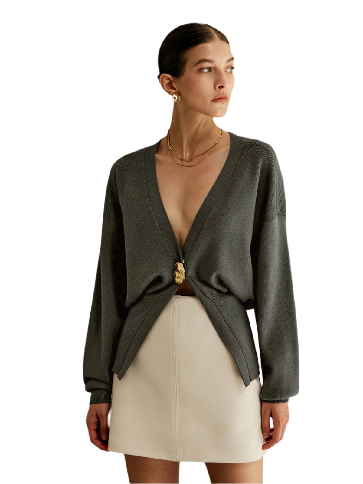 Golden Button Plain Cardigan Modehuis-Nederland