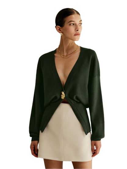 Golden Button Plain Cardigan Modehuis-Nederland