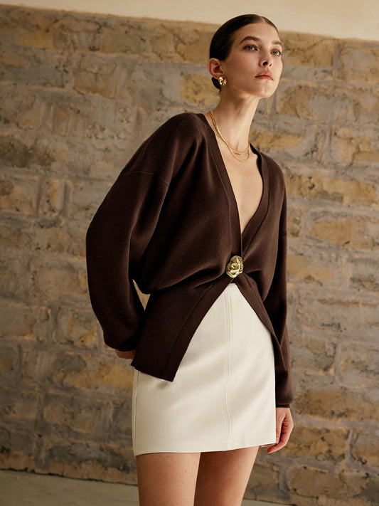 Golden Button Plain Cardigan Modehuis-Nederland