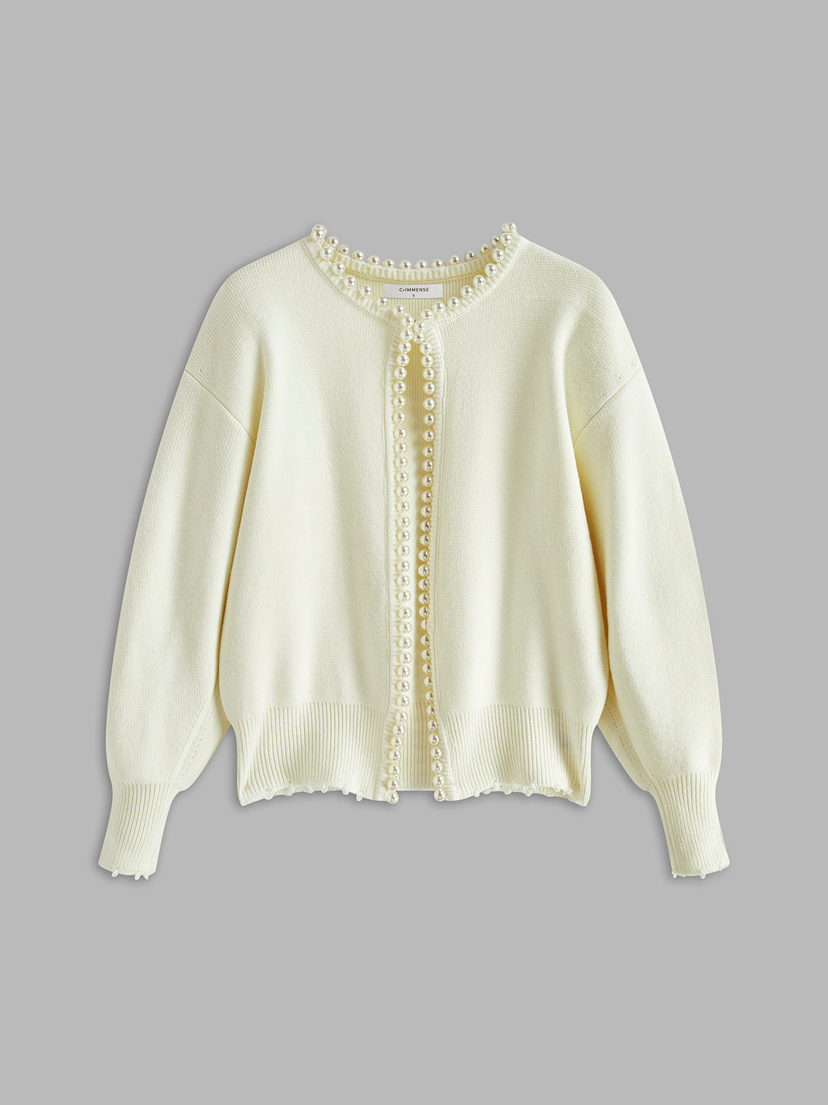 Pearl Trim Ripped Hem Cardigan Modehuis-Nederland