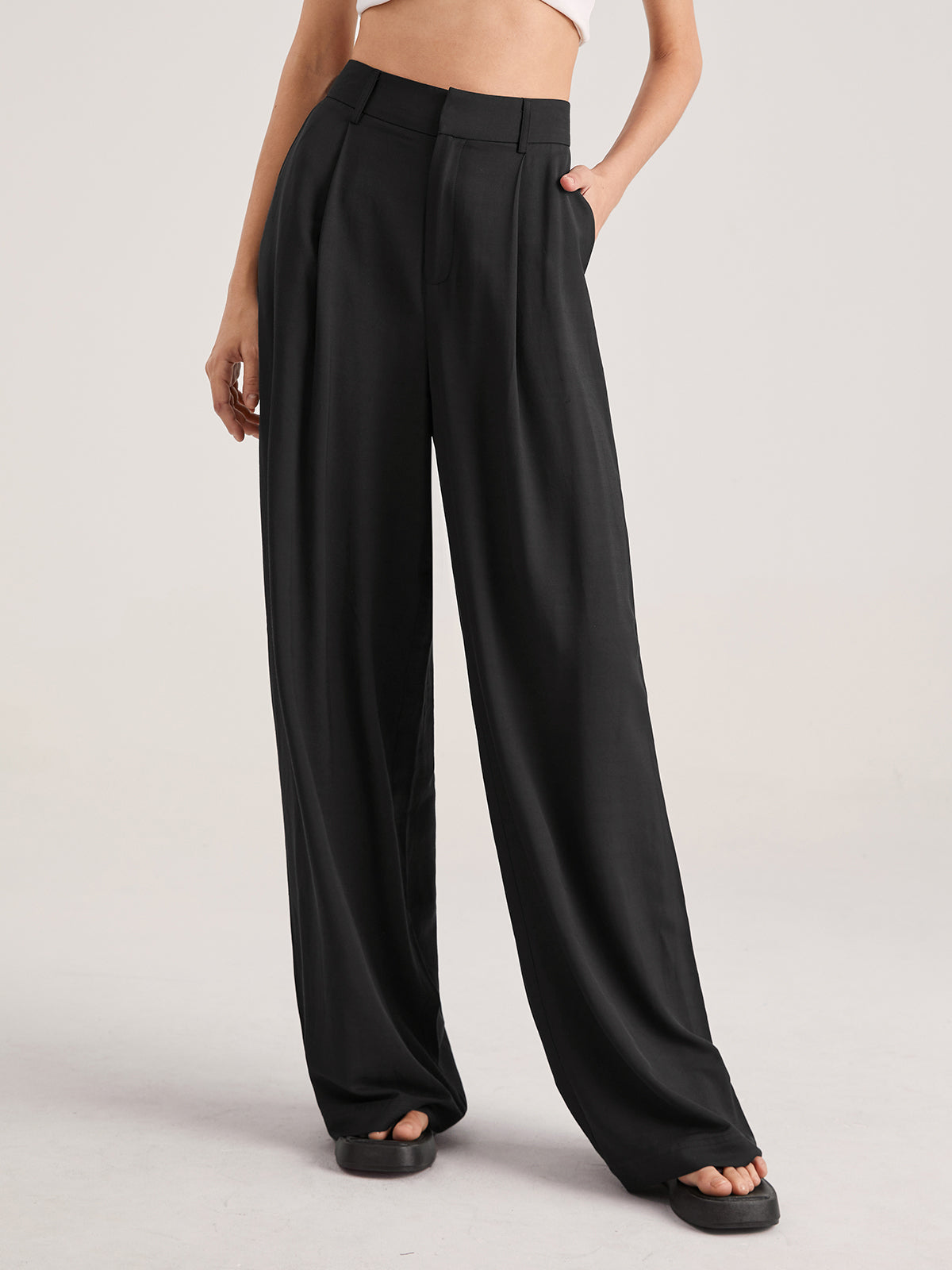 Oversized High Waisted Pleat Front Trousers Modehuis-Nederland