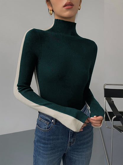 Two Tone Double Sided Long Sleeve Knit Top Modehuis-Nederland