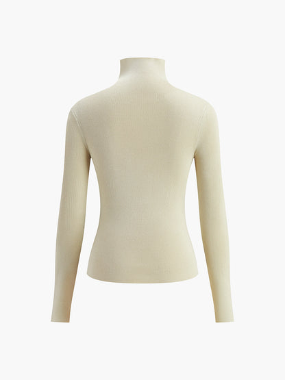 Two Tone Double Sided Long Sleeve Knit Top Modehuis-Nederland
