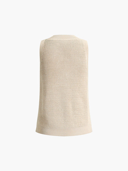 Knit Hollow Solid Tank Top Modehuis-Nederland