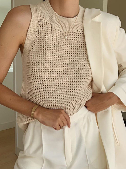 Knit Hollow Solid Tank Top Modehuis-Nederland