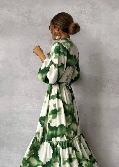 Women's Maxi Dress - Long Sleeve - V-Neck - Elegant Flowy Design Modehuis-Nederland