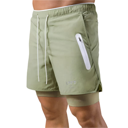 Heren 2-in-1 trainingsshort met geïntegreerde compressielaag
