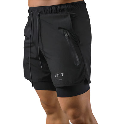 Heren 2-in-1 trainingsshort met geïntegreerde compressielaag