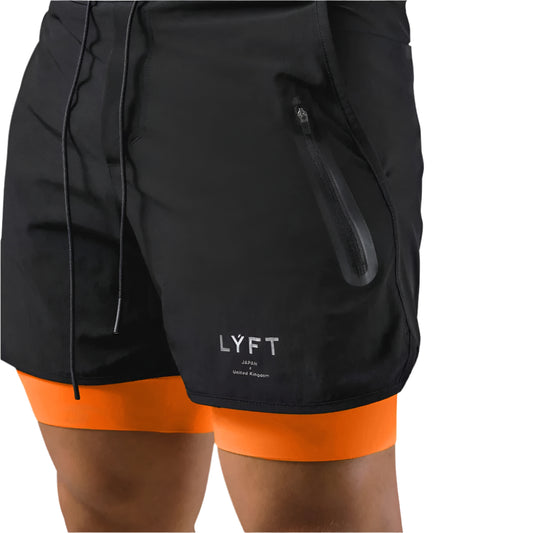 Heren 2-in-1 trainingsshort met geïntegreerde compressielaag