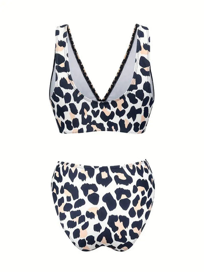 Bikini dames panterprint V-hals hoog uitgesneden – Selina Modehuis-Nederland