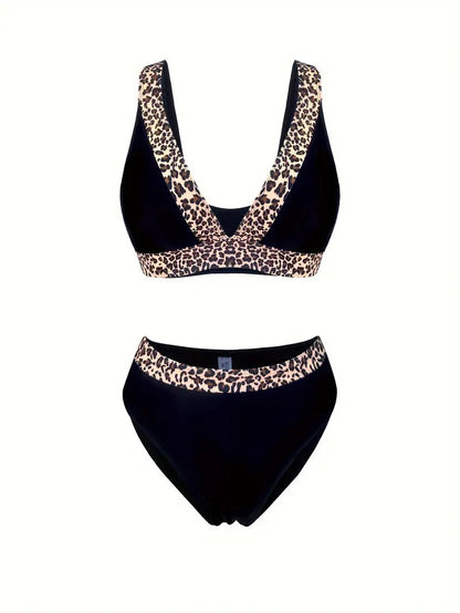 Bikini dames panterprint V-hals hoog uitgesneden – Selina Modehuis-Nederland