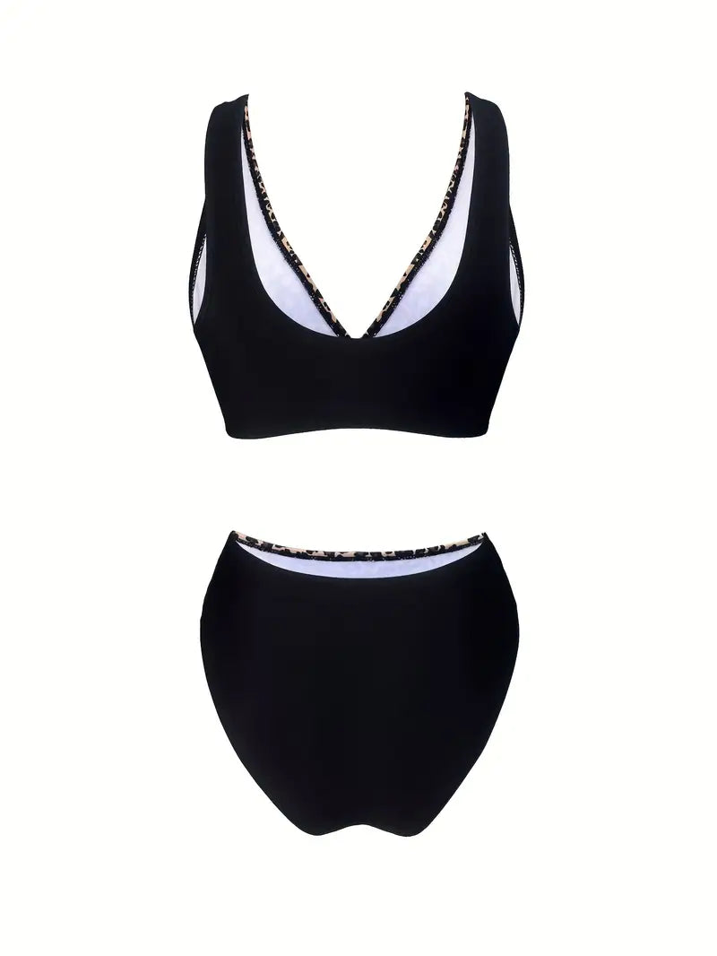 Bikini dames panterprint V-hals hoog uitgesneden – Selina Modehuis-Nederland